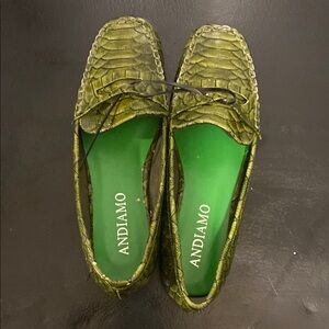 Green Loafers with Minimalist Design